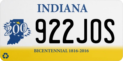 IN license plate 922JOS