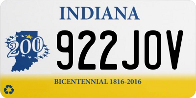 IN license plate 922JOV