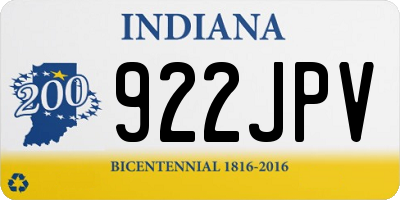IN license plate 922JPV
