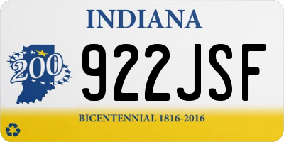 IN license plate 922JSF