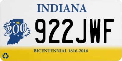 IN license plate 922JWF