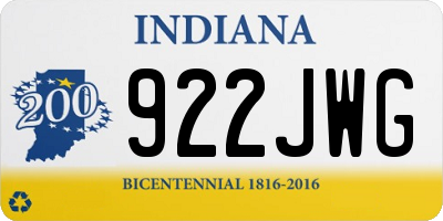 IN license plate 922JWG