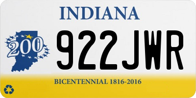 IN license plate 922JWR