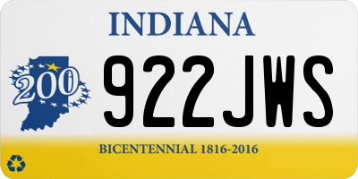 IN license plate 922JWS