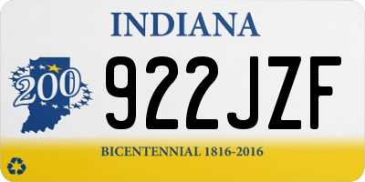 IN license plate 922JZF