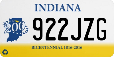 IN license plate 922JZG