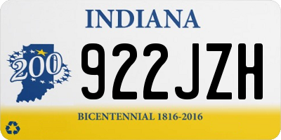 IN license plate 922JZH