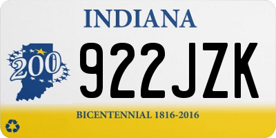 IN license plate 922JZK