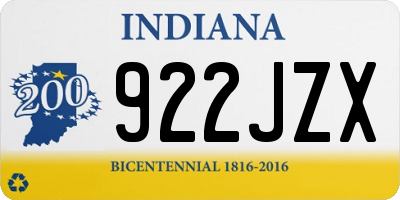 IN license plate 922JZX