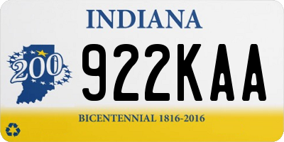 IN license plate 922KAA