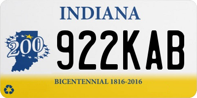 IN license plate 922KAB