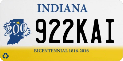IN license plate 922KAI