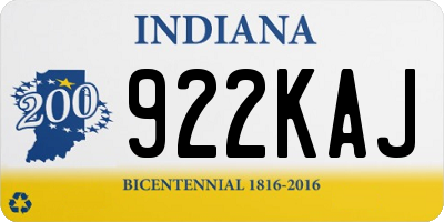IN license plate 922KAJ