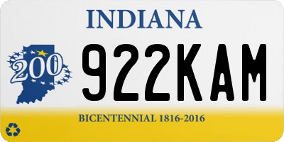 IN license plate 922KAM