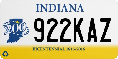 IN license plate 922KAZ