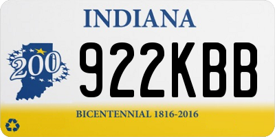 IN license plate 922KBB