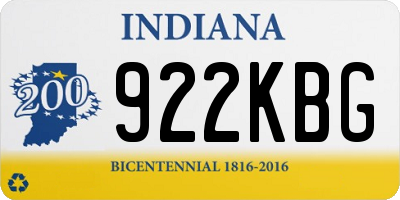 IN license plate 922KBG