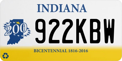 IN license plate 922KBW
