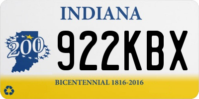IN license plate 922KBX