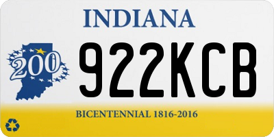 IN license plate 922KCB