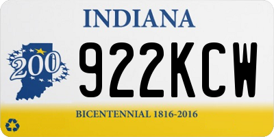 IN license plate 922KCW