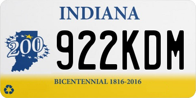 IN license plate 922KDM