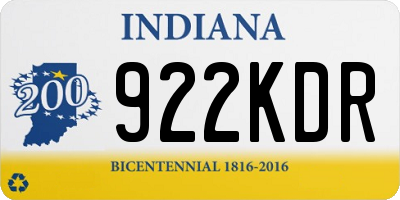 IN license plate 922KDR