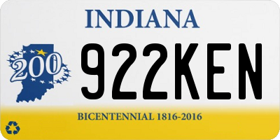 IN license plate 922KEN