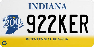 IN license plate 922KER