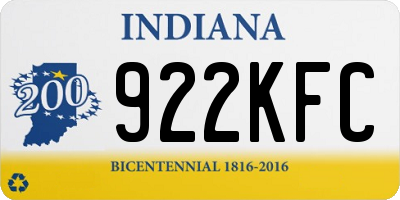 IN license plate 922KFC