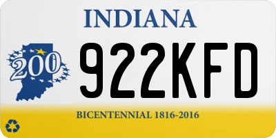 IN license plate 922KFD