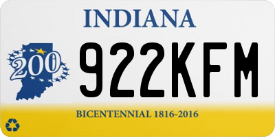 IN license plate 922KFM