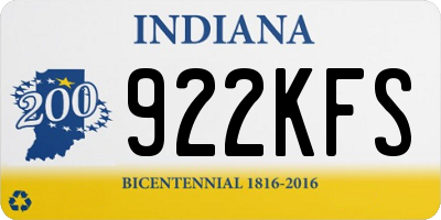 IN license plate 922KFS