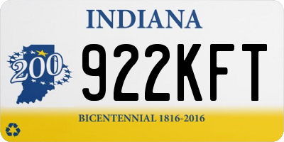 IN license plate 922KFT