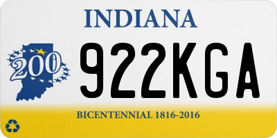 IN license plate 922KGA