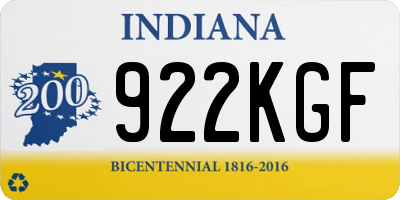 IN license plate 922KGF