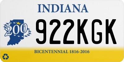 IN license plate 922KGK