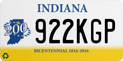 IN license plate 922KGP