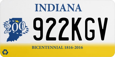 IN license plate 922KGV