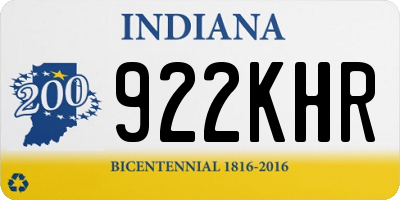 IN license plate 922KHR