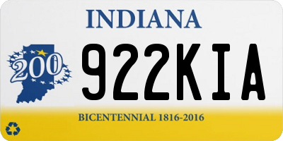 IN license plate 922KIA