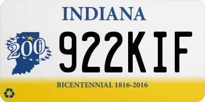 IN license plate 922KIF