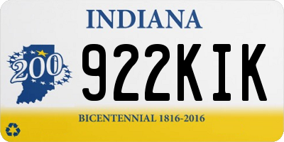IN license plate 922KIK