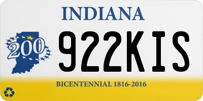 IN license plate 922KIS