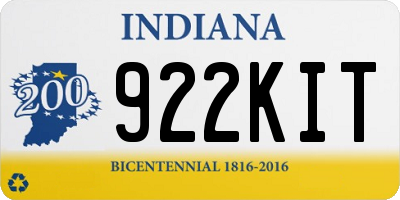 IN license plate 922KIT