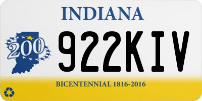 IN license plate 922KIV
