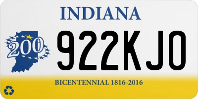 IN license plate 922KJO