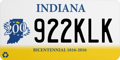 IN license plate 922KLK