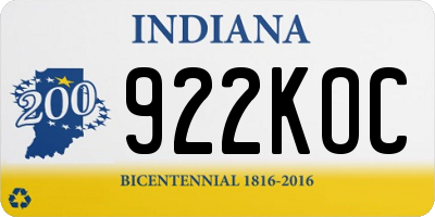 IN license plate 922KOC