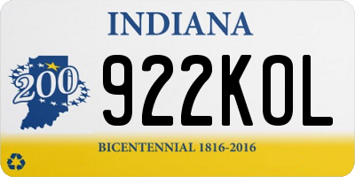 IN license plate 922KOL